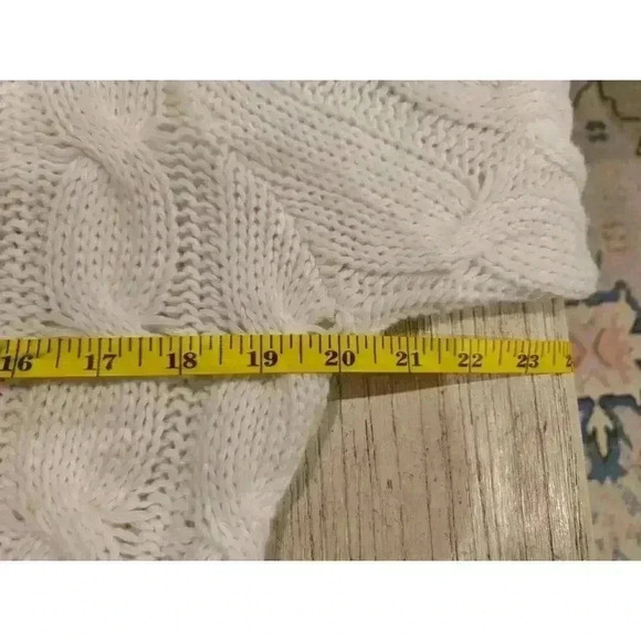 C+D+M Women's Ivory Cable Knit Cardigan Sweater w/ Pockets M Fisherman Old Money - Picture 11 of 11